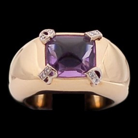 Bague Dior Mitza en or, diamants et améthyste cabochon