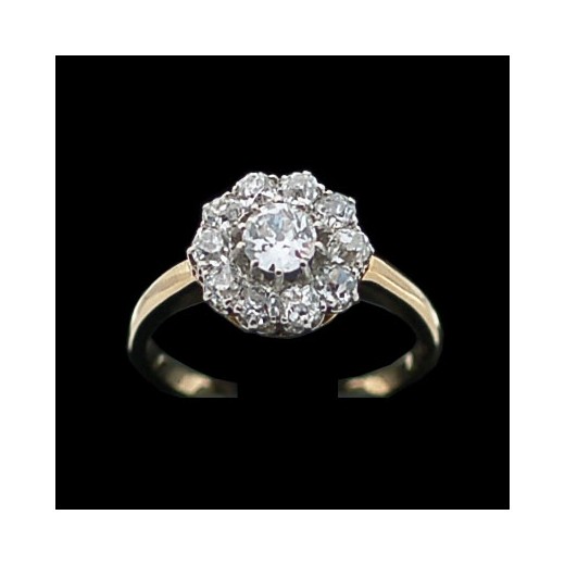 Bague ancienne marguerite deux ors diamants