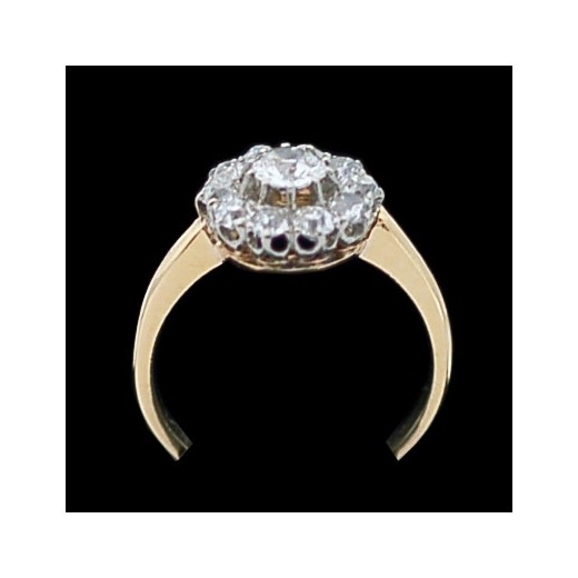Bague ancienne marguerite deux ors diamants