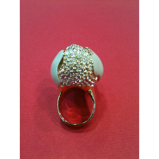 Bague Fleur en plaqué or et émail 