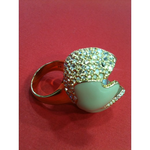 Bague Fleur en plaqué or et émail 