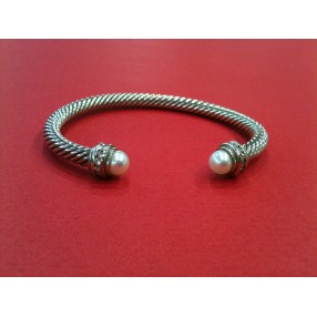 Bracelet Yurman Câble en argent et perles de culture