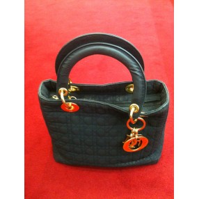 Sac Lady Dior en tissu noir