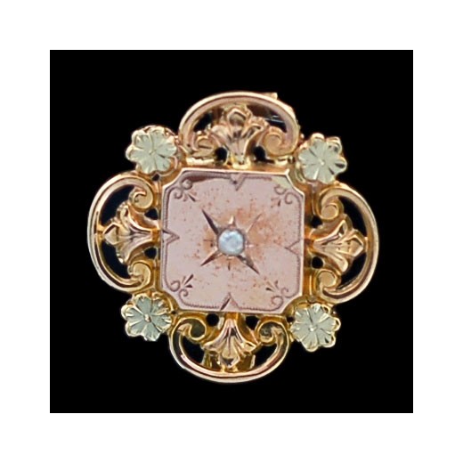 Broche ancienne deux ors et perle