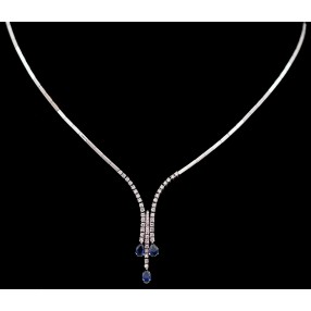 Collier moderne en or, saphirs et diamants