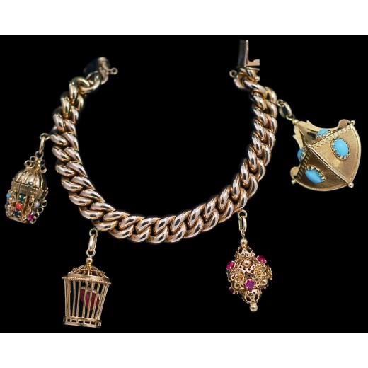 Bracelet maille gourmette en or et pampilles