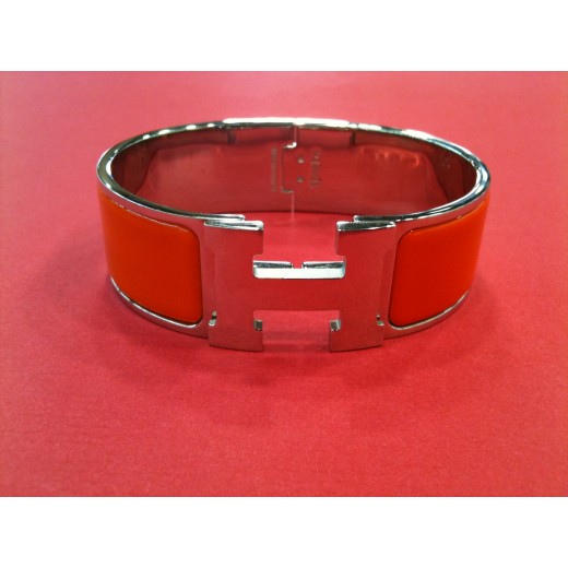 Bracelet Hermès H en émail orange