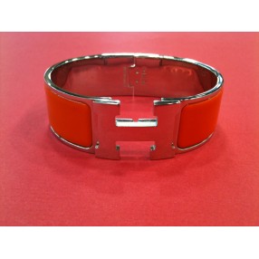 Bracelet Hermès H en émail orange