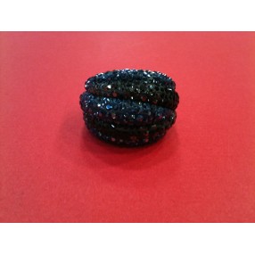 Bague Swarovski en cristaux bleus et noirs