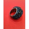 Bague Swarovski en cristaux bleus et noirs