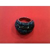 Bague Swarovski en cristaux bleus et noirs