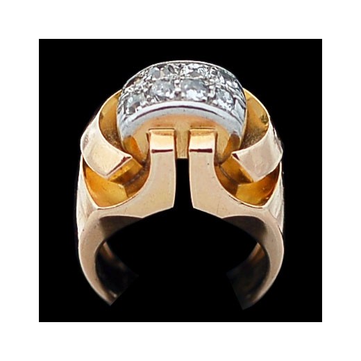Bague ancienne en or, platine et diamants