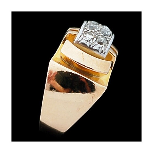 Bague ancienne en or, platine et diamants