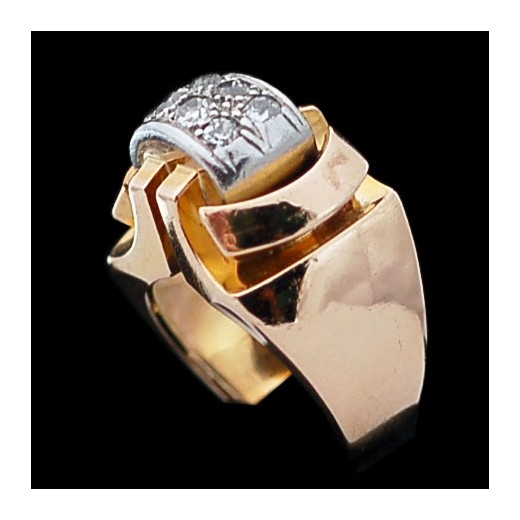 Bague ancienne en or, platine et diamants