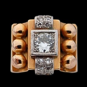 Bague ancienne deux ors et diamants