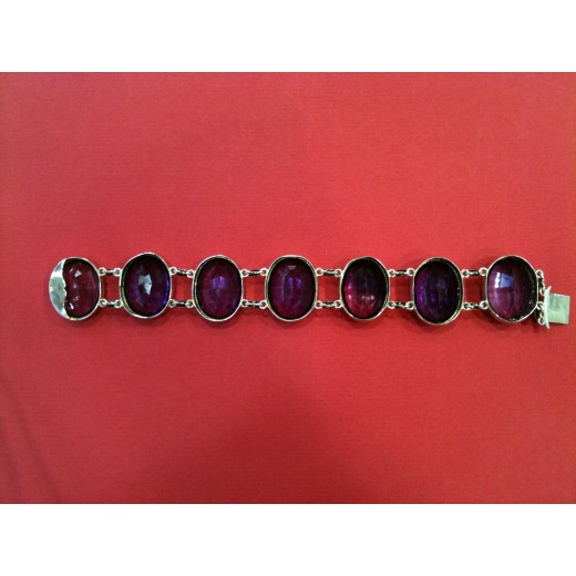 Bracelet en argent et améthystes