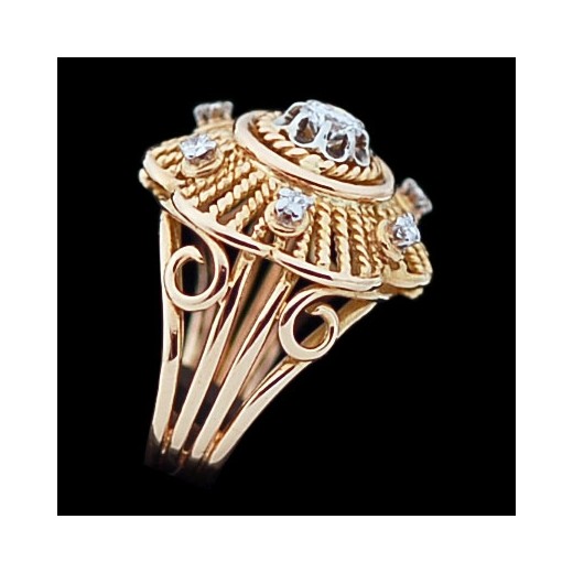 Bague ancienne deux ors et diamants