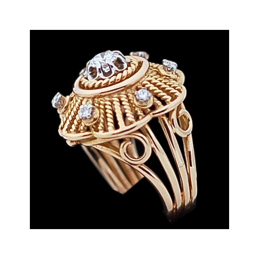 Bague ancienne deux ors et diamants