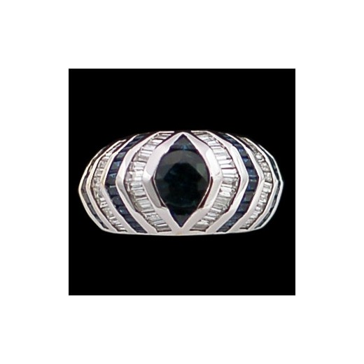 Bague moderne en or, saphirs et diamants