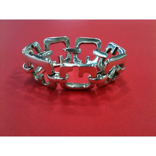 Bracelet en argent maillons carrés et creux