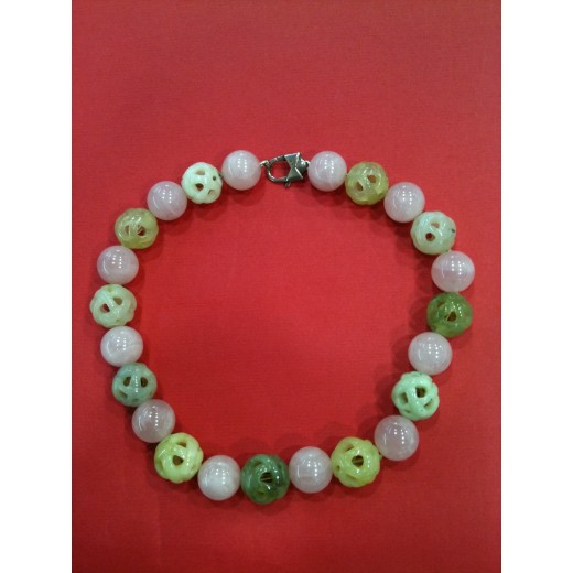 Collier en quartz rose et vert