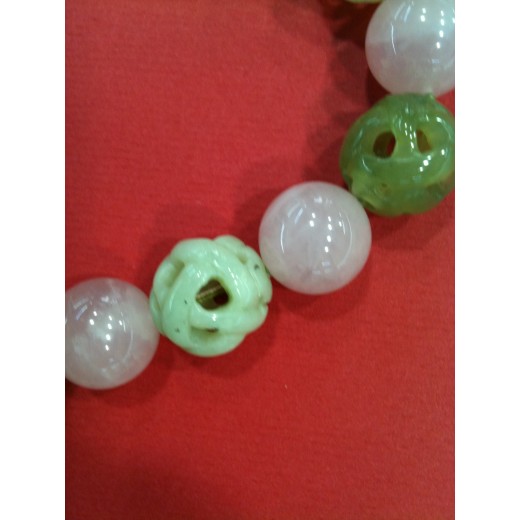 Collier en quartz rose et vert