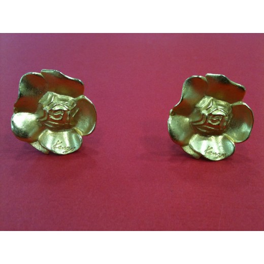 Boucles d'oreilles Kenzo Fleurs en métal doré