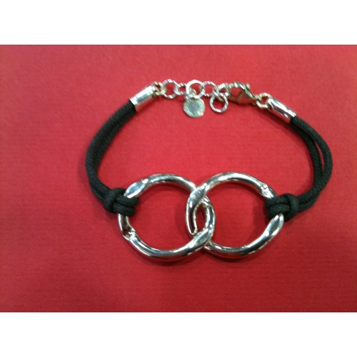 Bracelet Arthus Bertrand en argent sur cordon noir