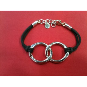 Bracelet Arthus Bertrand en argent sur cordon noir