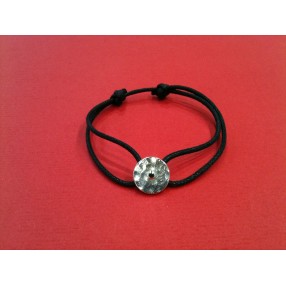Bracelet Dinh Van Pi chinois en argent et diamant noir