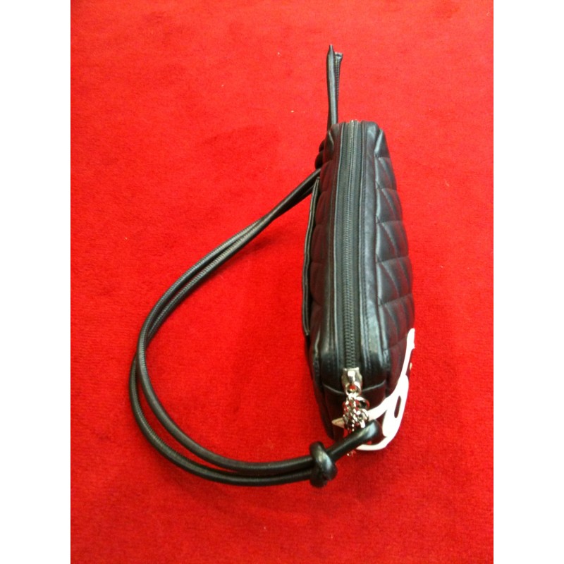 Pochette Chanel Cambon en cuir matelasse noir
