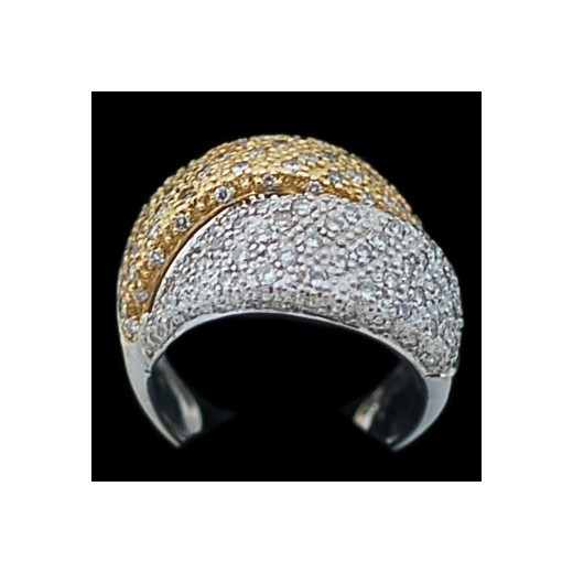 Bague moderne deux ors et pavage diamants