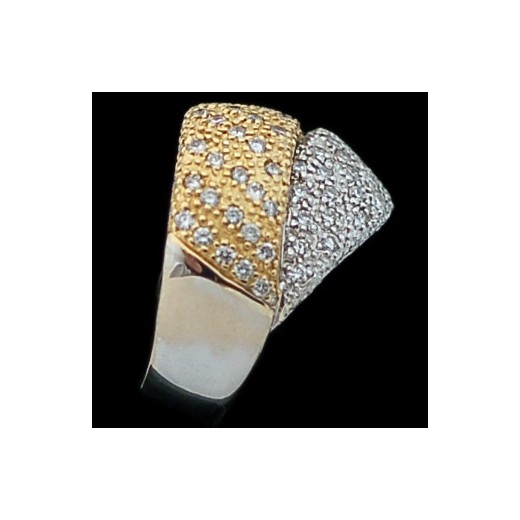 Bague moderne deux ors et pavage diamants