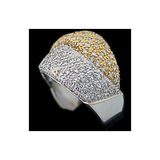Bague moderne deux ors et pavage diamants