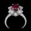 Bague marguerite moderne en or, diamants et rubis