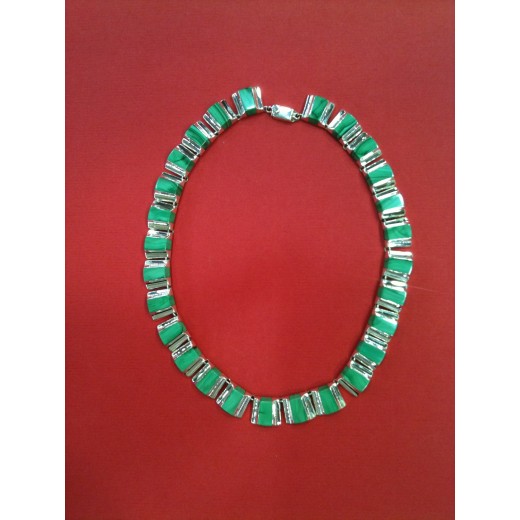 Collier en argent et turquoise verte