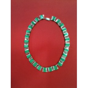 Collier en argent et turquoise verte