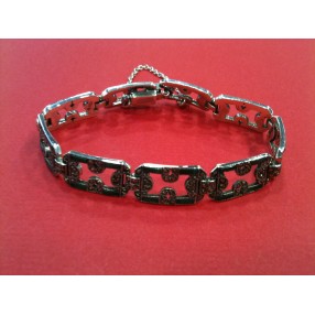 Bracelet en argent, marchassite et émail