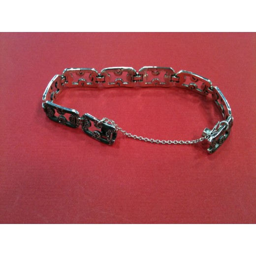 Bracelet en argent, marchassite et émail