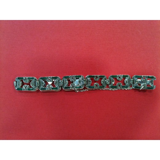 Bracelet en argent, marchassite et émail