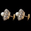 Boucles d'oreilles anciennes en or, argent, diamants et perles