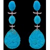 Boucles d'oreilles pendantes en turquoise, or et diamants