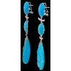 Boucles d'oreilles pendantes en turquoise, or et diamants