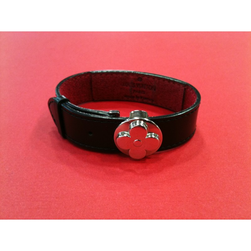 Bracelet Louis Vuitton cuir noir - VALOIS VINTAGE PARIS