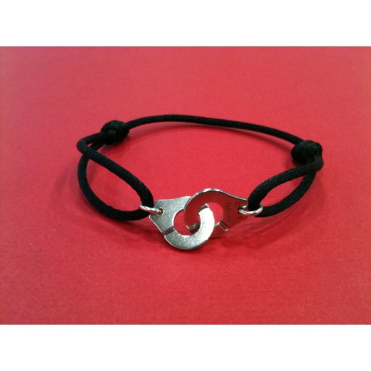 Bracelet Dinh Van Menottes en argent sur cordon noir