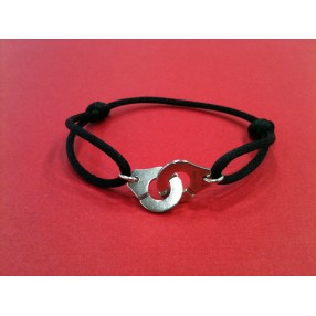 Bracelet Dinh Van Menottes en argent sur cordon noir