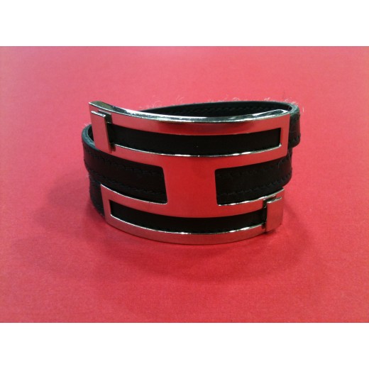 Bracelet Hermès H coulissant noir