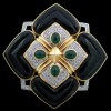 Broche ancienne en or, Onyx, Diamants et Emeraudes