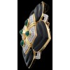 Broche ancienne en or, Onyx, Diamants et Emeraudes