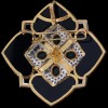 Broche ancienne en or, Onyx, Diamants et Emeraudes